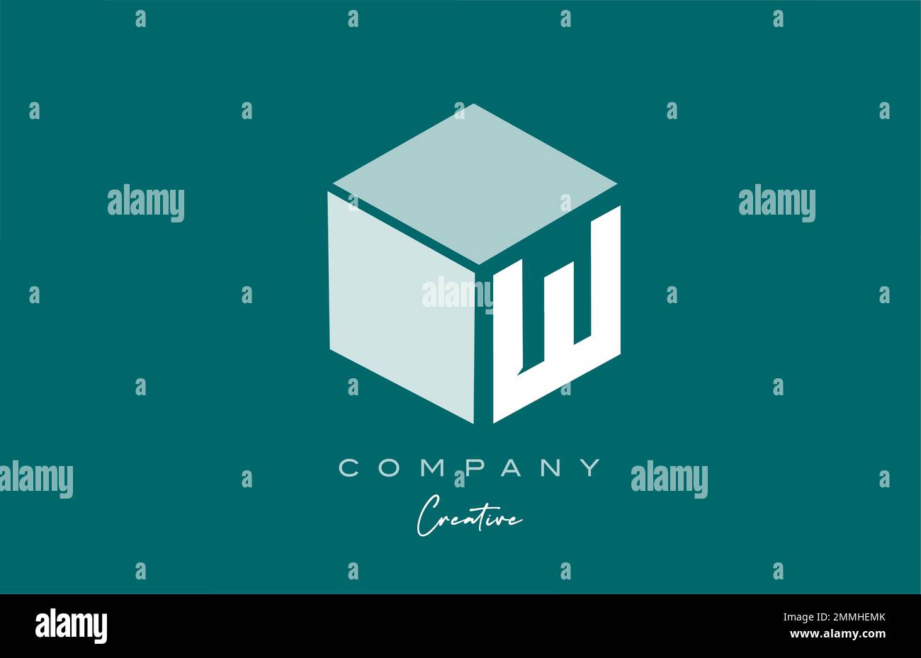 cube W letter cube alphabet letter logo icon design with green pastel ...