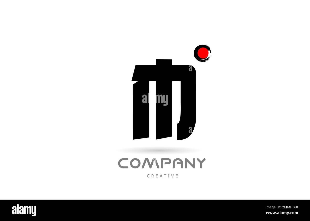simple black and white M alphabet letter logo icon design with japanese