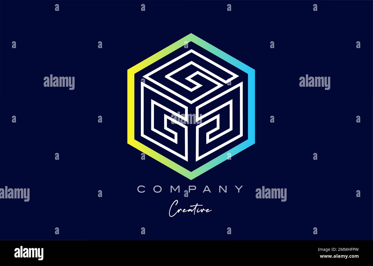 line G three letter cube alphabet letter logo icon design with polygon ...