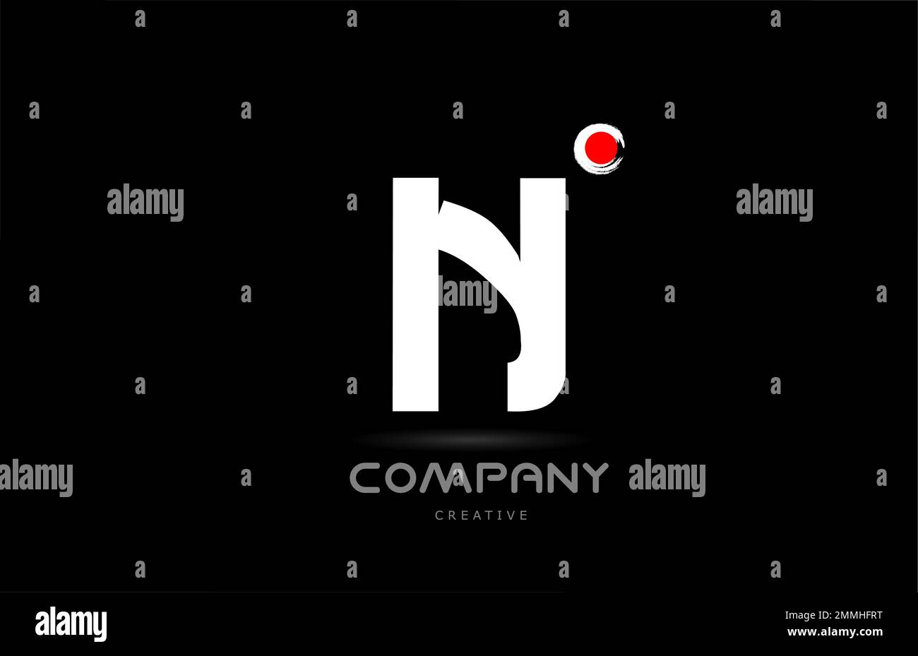 N black and white alphabet letter logo icon design with japanese style ...