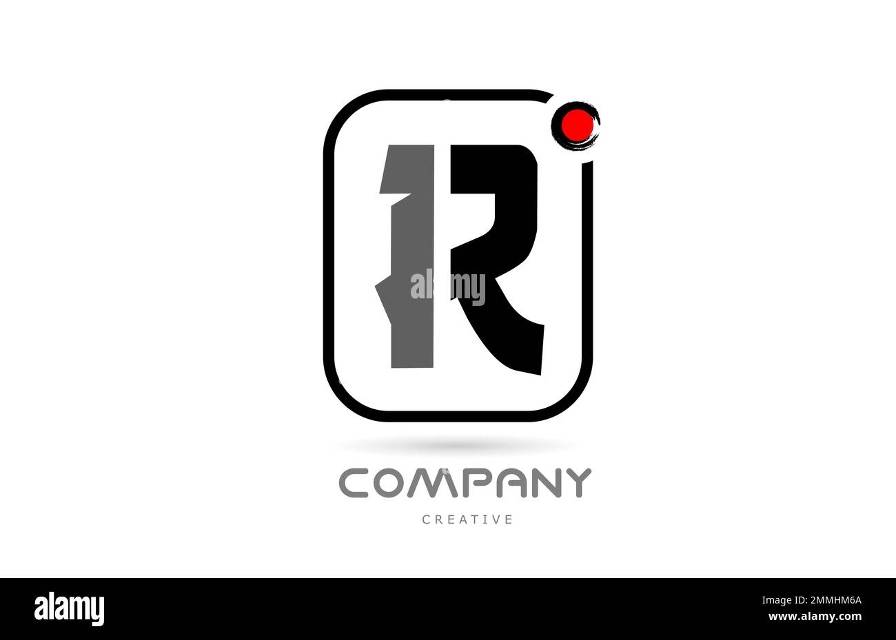 R black and white alphabet letter logo icon design with japanese style