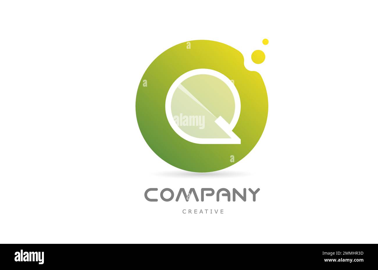 green dots Q alphabet letter logo icon with white transparency ...