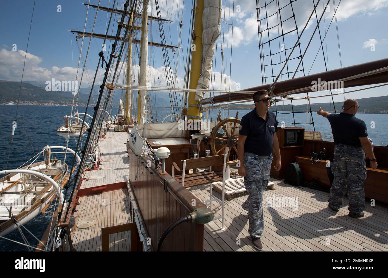 In this Sept. 6, 2018 photo, crewmen sail aboard the training ship