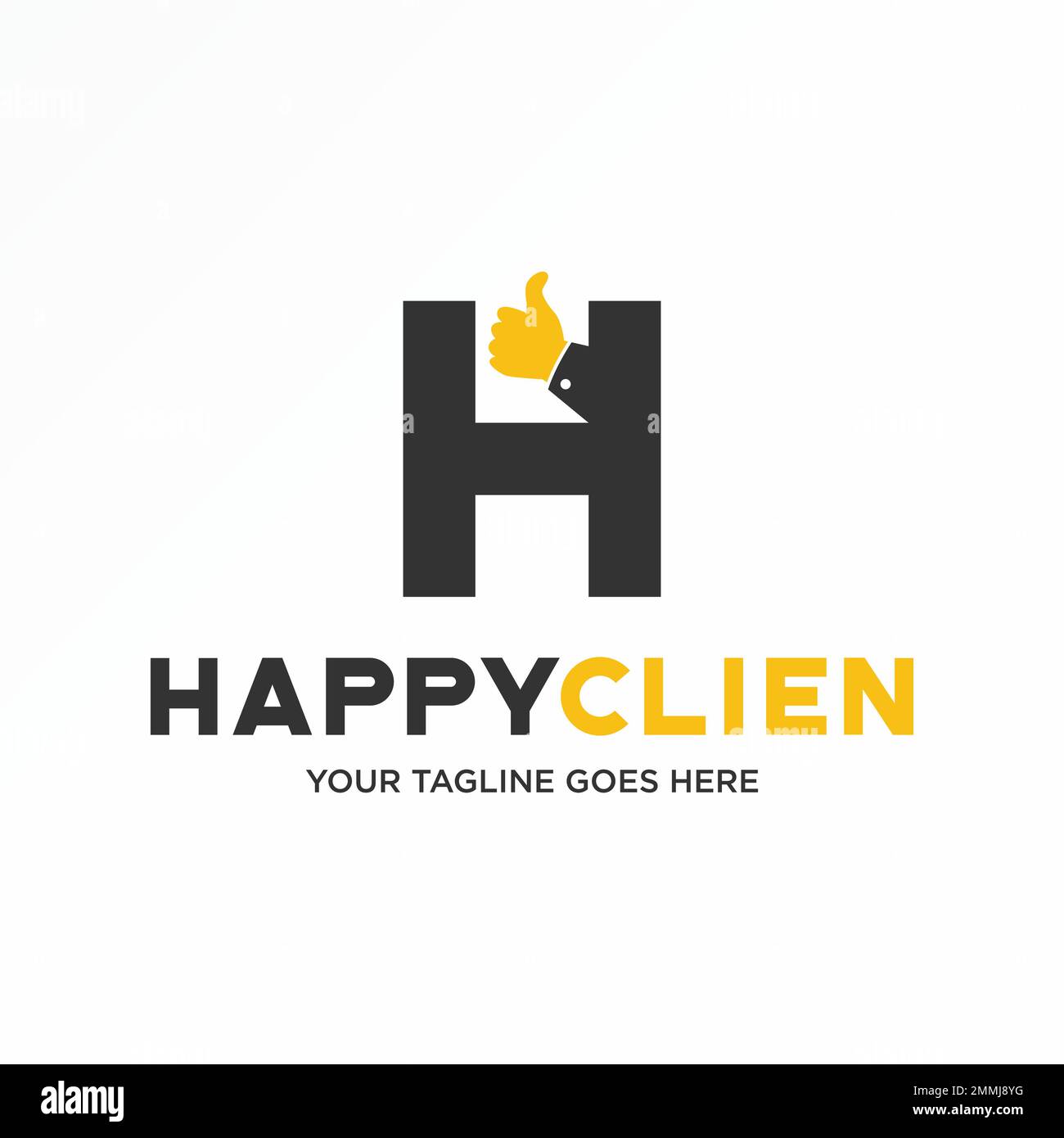 Unique Letter H san serif font with thumbs up image graphic icon logo