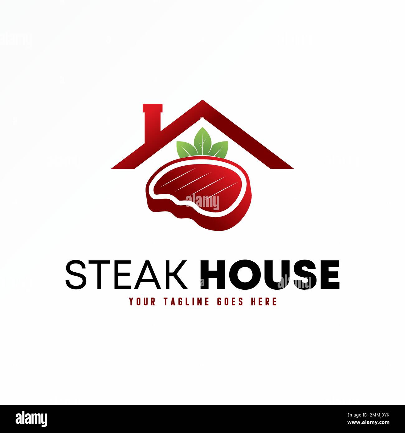 Unique Roof house, Meat, and Leaf image graphic icon logo design abstract concept vector stock. Can be used as a symbol related to food or restaurant Stock Vector