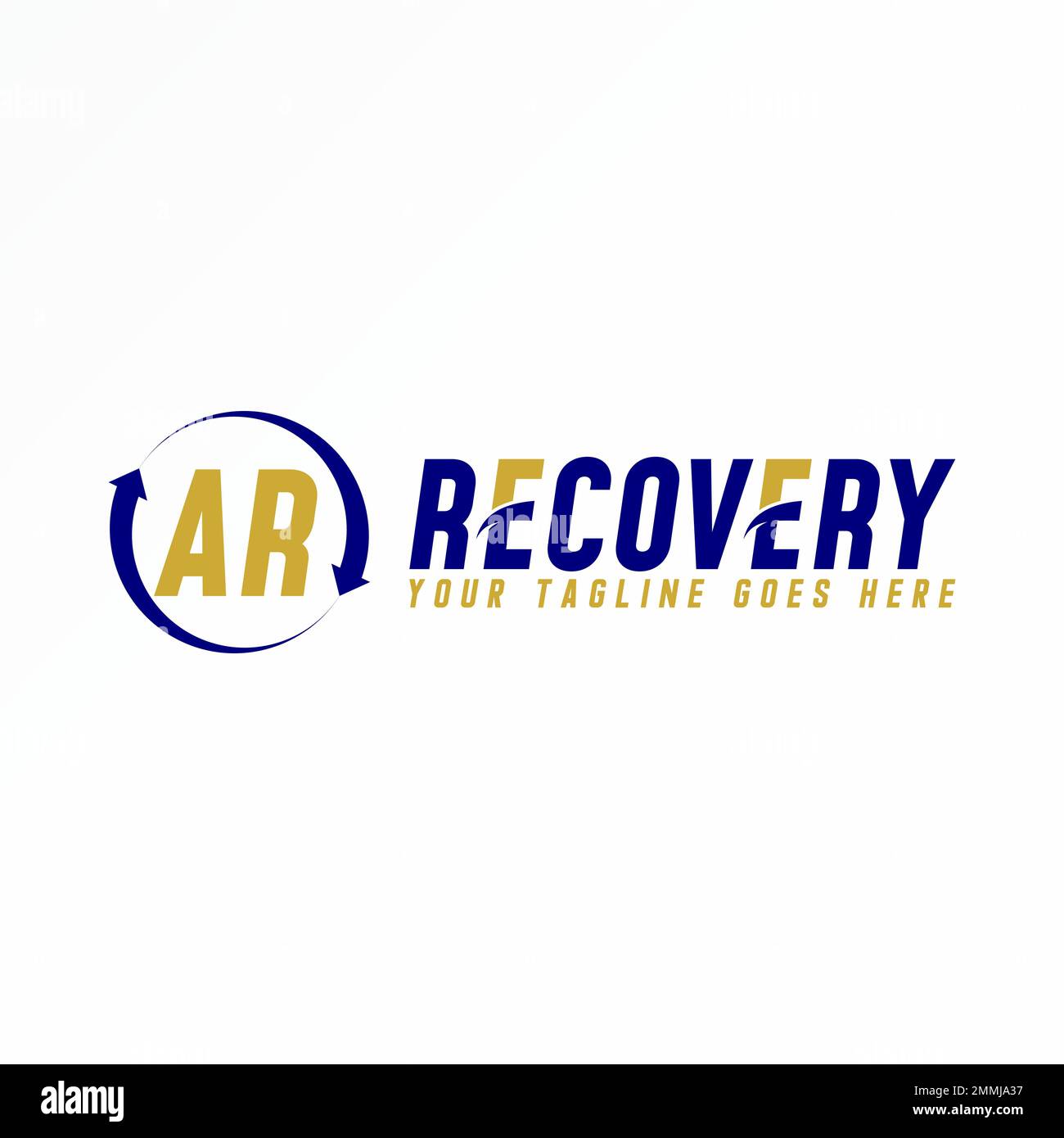 Letter or word AR and RECOVERY san serif font with arrow circle image graphic icon logo design abstract concept vector related to initial or wordmark Stock Vector