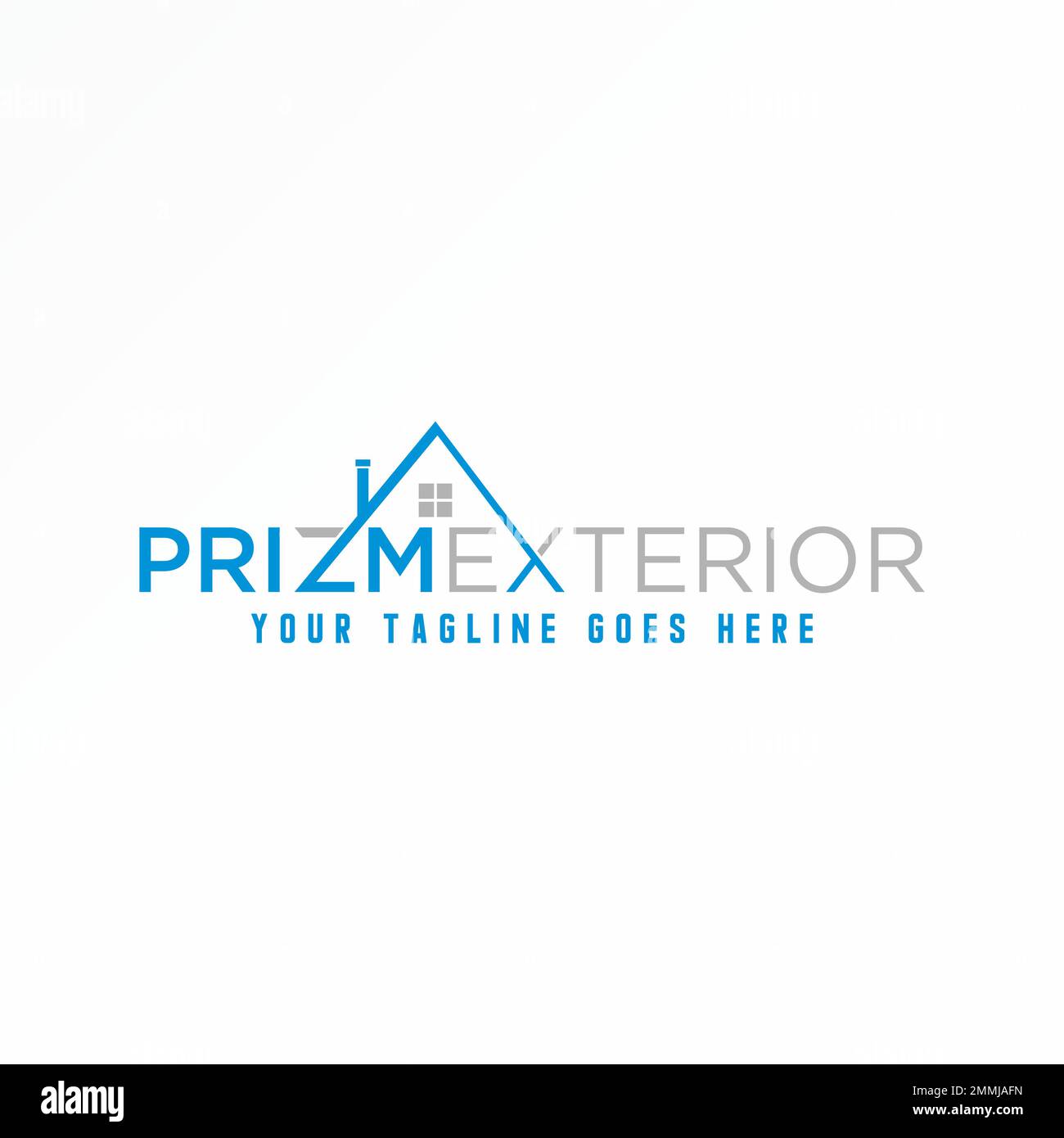 Letter or word PRIZMEXTERIOR sans serif font with roof house in Z and X ...