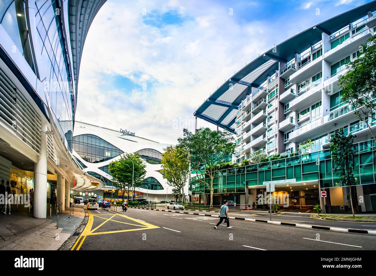 Plaza Singapura Pick up, Drop off point and Taxi Stand area Stock Photo