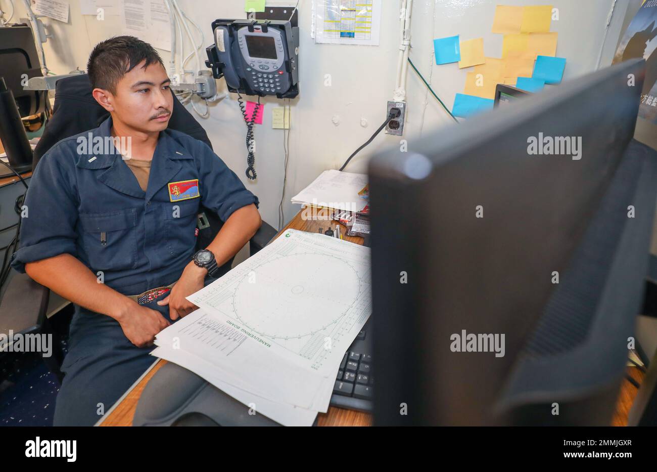 PHILIPPINE SEA (Sep. 19, 2022) Ensign Dominic Estevez, from San Diego ...