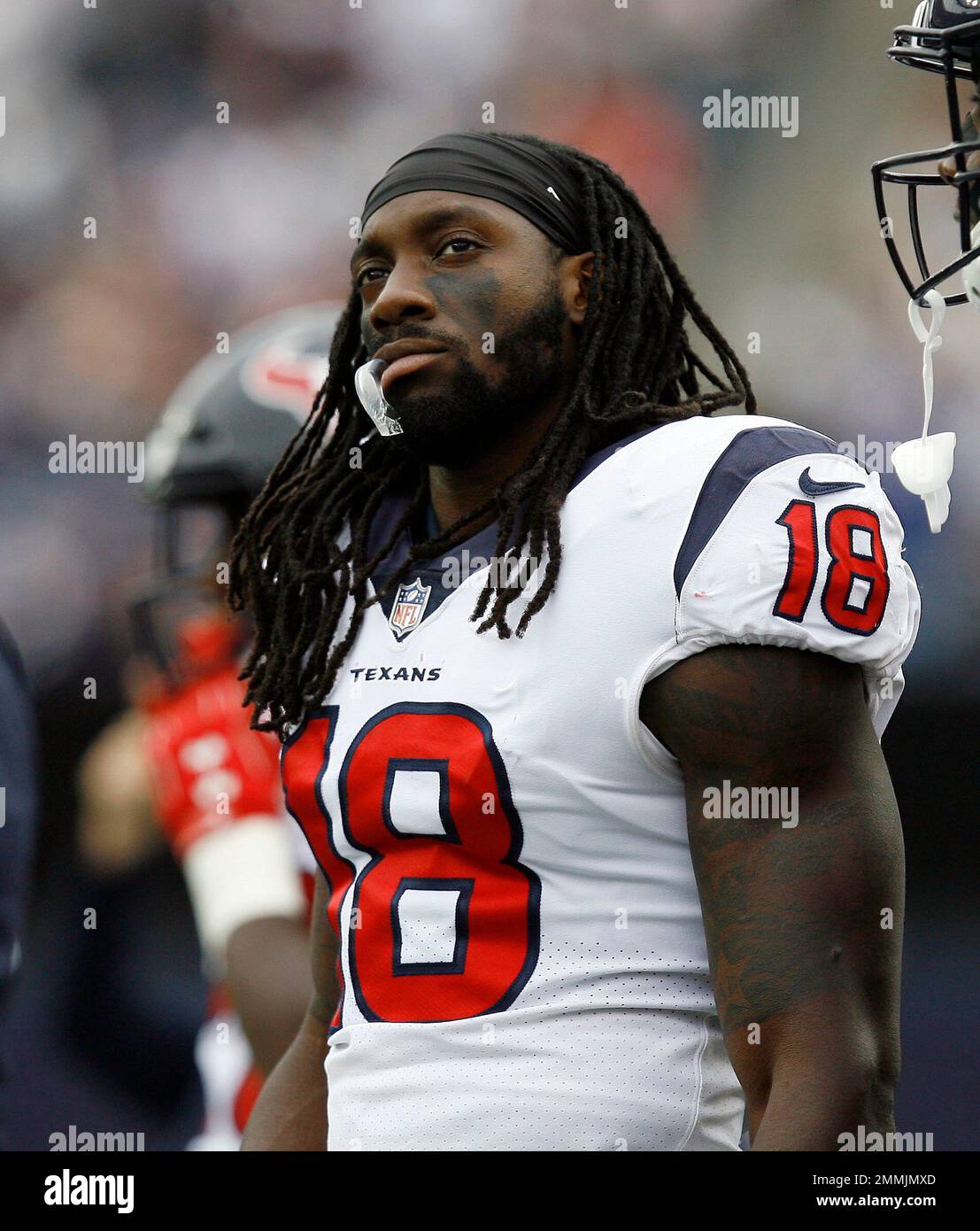 Houston Texans wide receiver Sammie Coates (18) during the second half of  an NFL football game against the New England Patriots, Sunday, Sept. 9,  2018, in Foxborough, Mass. (AP Photo/Stew Milne Stock