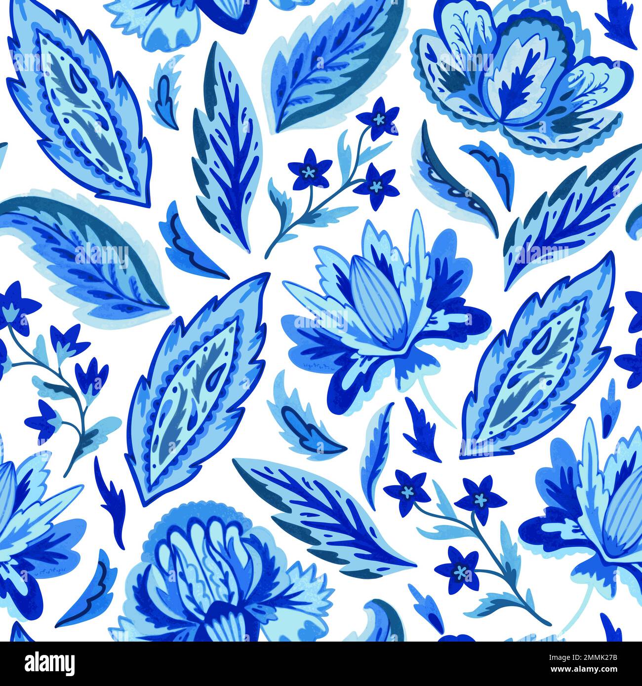 Blue paisley ornamental seamless pattern in indian style. Ornate ...