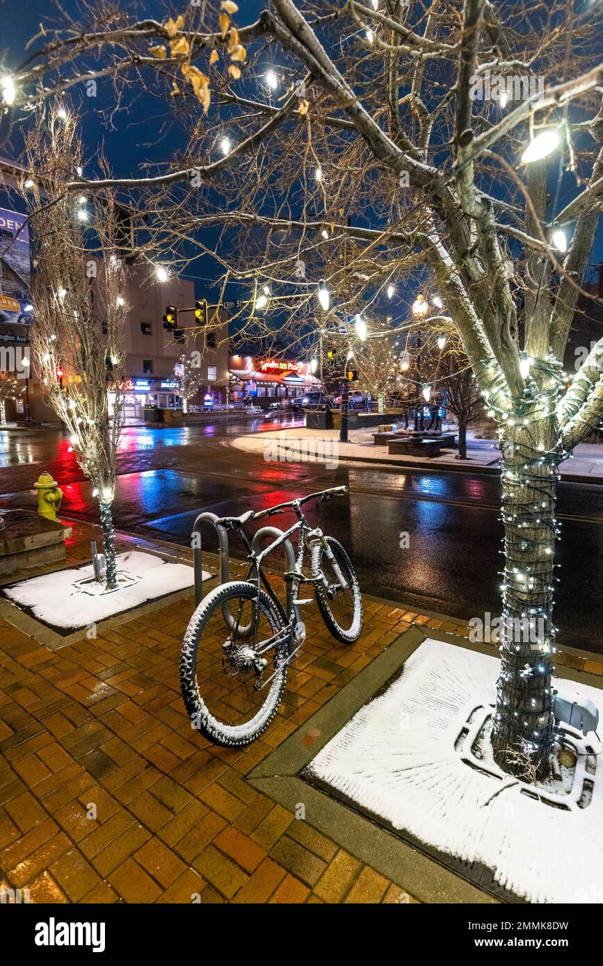 Christmas Lights in downtown Golden, Colorado, USA Stock Photo