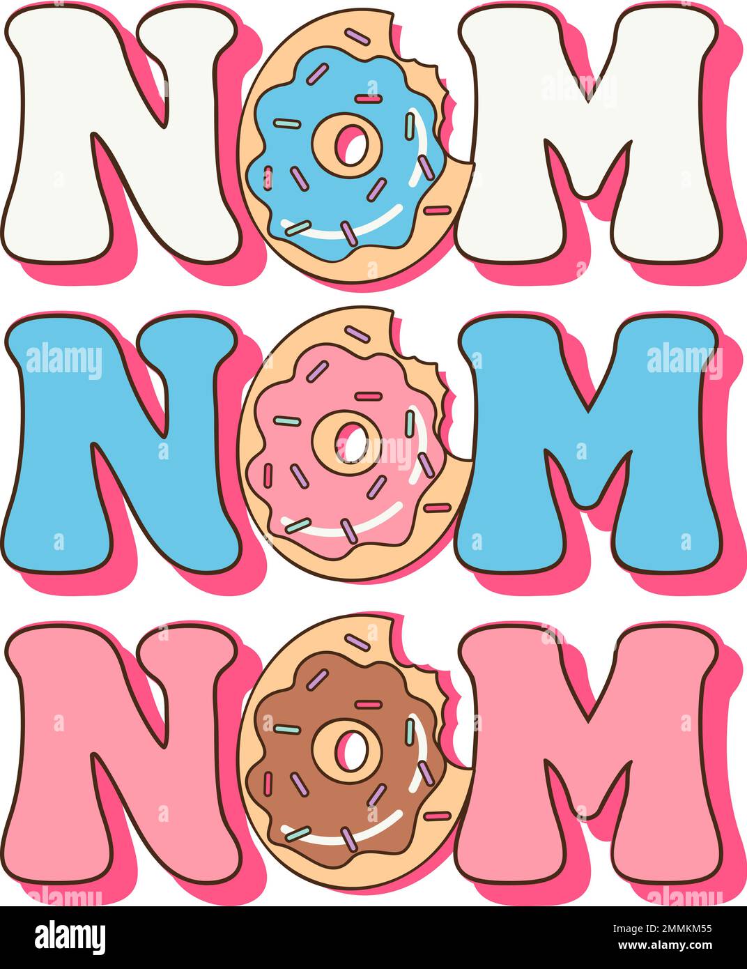 Inspirational cute donut quote in funky style. Vector design Stock