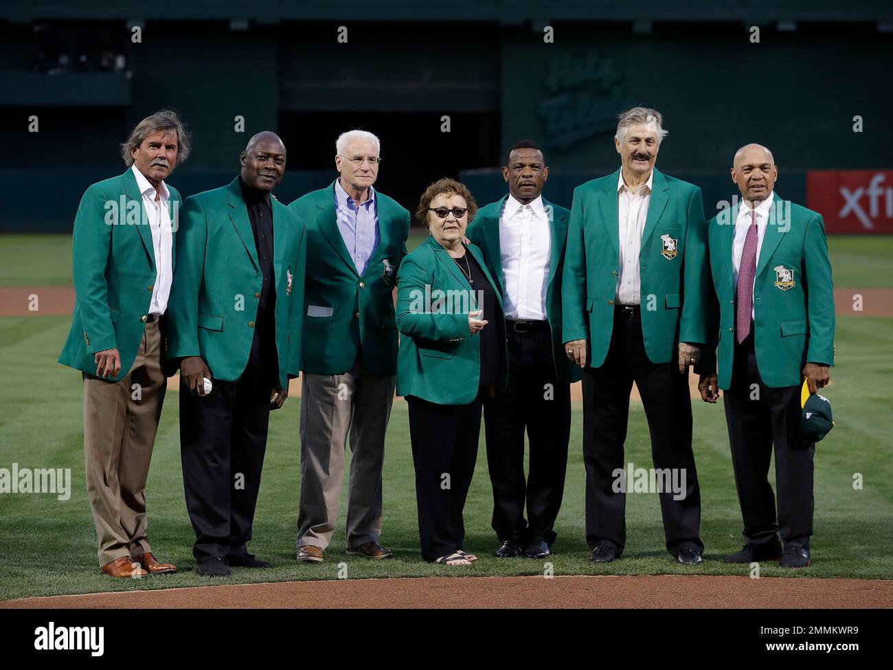 Dennis Eckersley, from left, Dave Stewart, Paul Finley, representing his late father Charlie