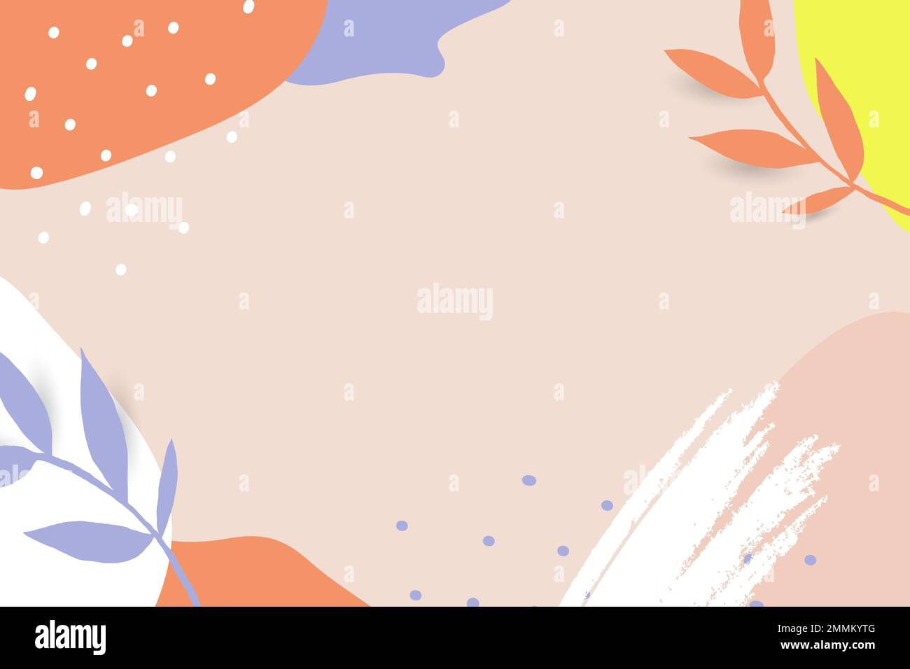 Colorful leafy Memphis frame vector Stock Vector