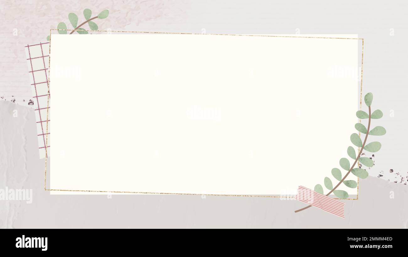 Leafy gold frame on beige background vector Stock Vector