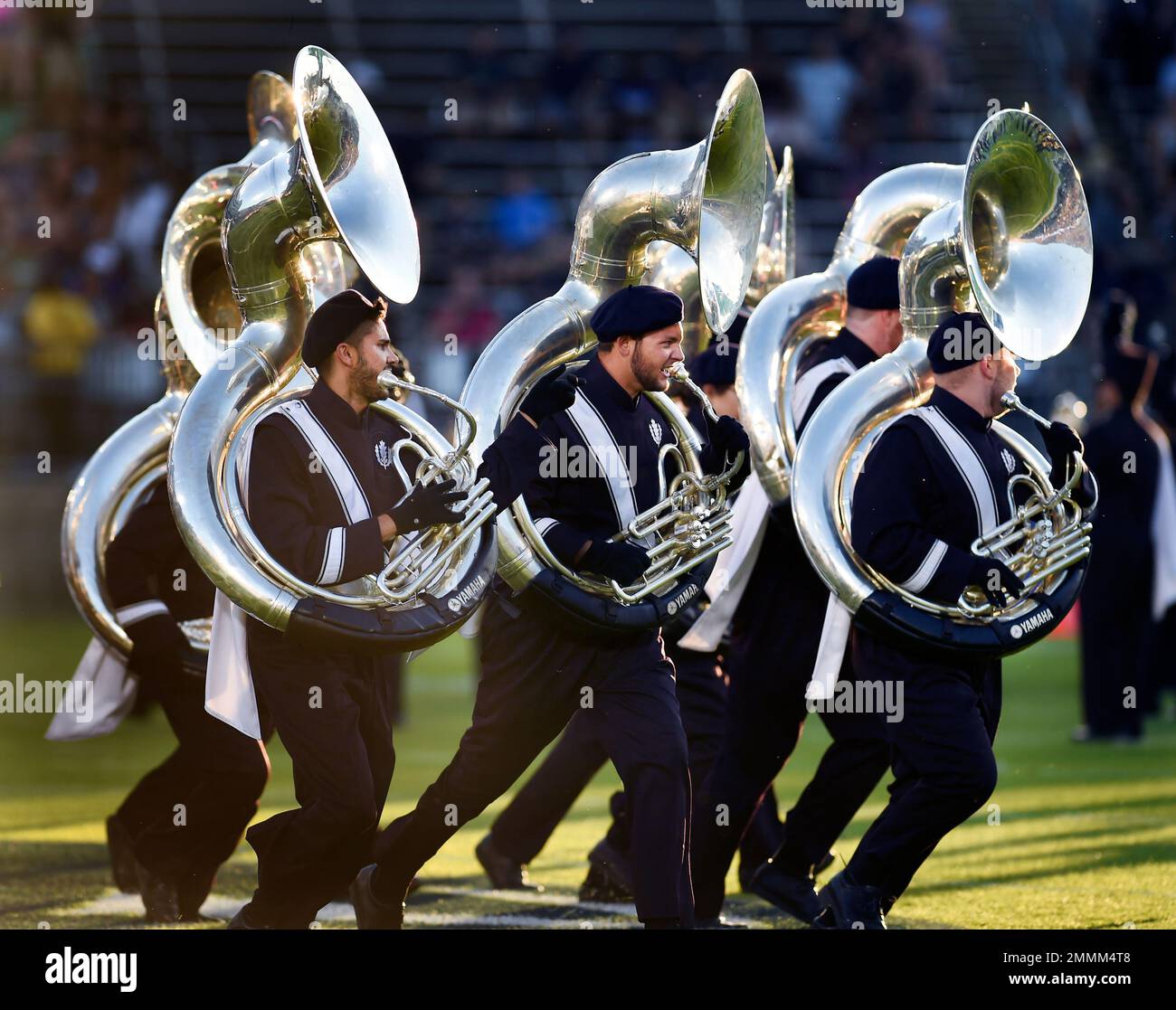 The University of Connecticut marching band performs at the opening