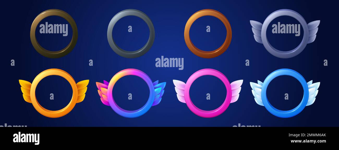 Cartoon set of round avatar frames isolated on background. Vector ...