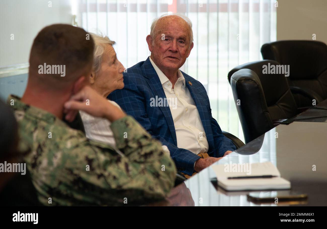 NEWPORT, R.I. (Sept. 20, 2022) Retired U.S. Navy Cmdr. George Easley, first director of the Senior Enlisted Academy (SEA), shares his experiences during his interview with Naval History and Heritage Command (NHHC) historians, Sept. 20, 2022.  NHHC strives to preserve and present an accurate history by locating, collecting, and preserving documents, artifacts, photos, oral histories, and art that best represent the history of the U.S. Navy. Stock Photo