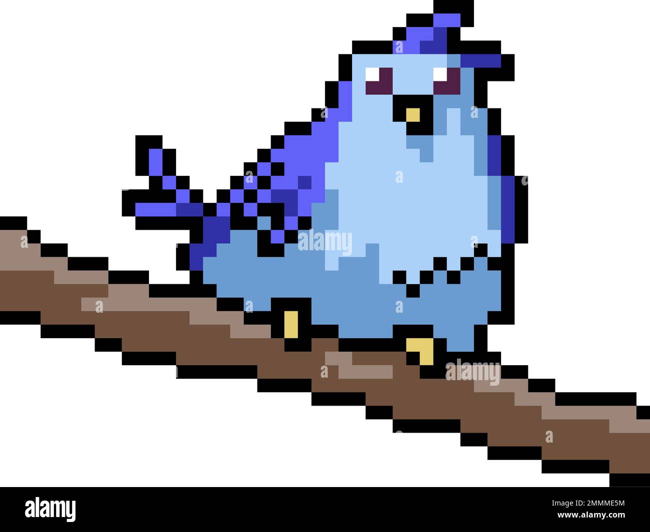 pixel art of bird on branch Stock Vector