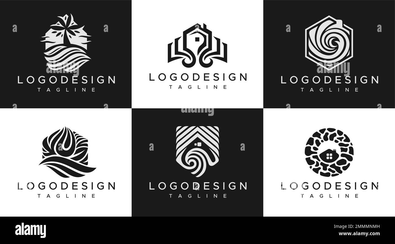 Set of house logo vector. Modern home logo design collection. Stock Vector