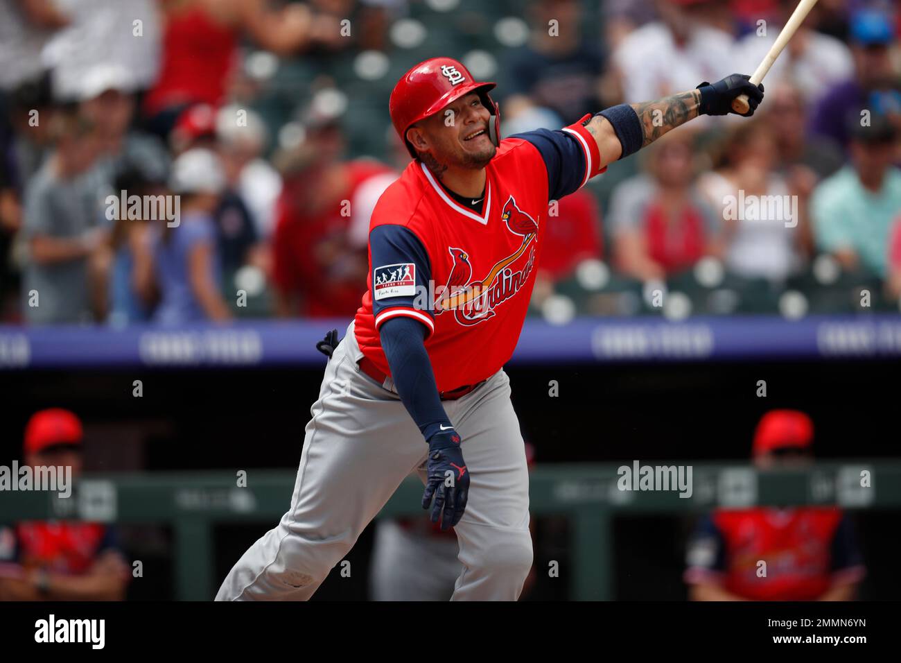 St. Louis Cardinals catcher Yadier Molina (4) in the first inning of a