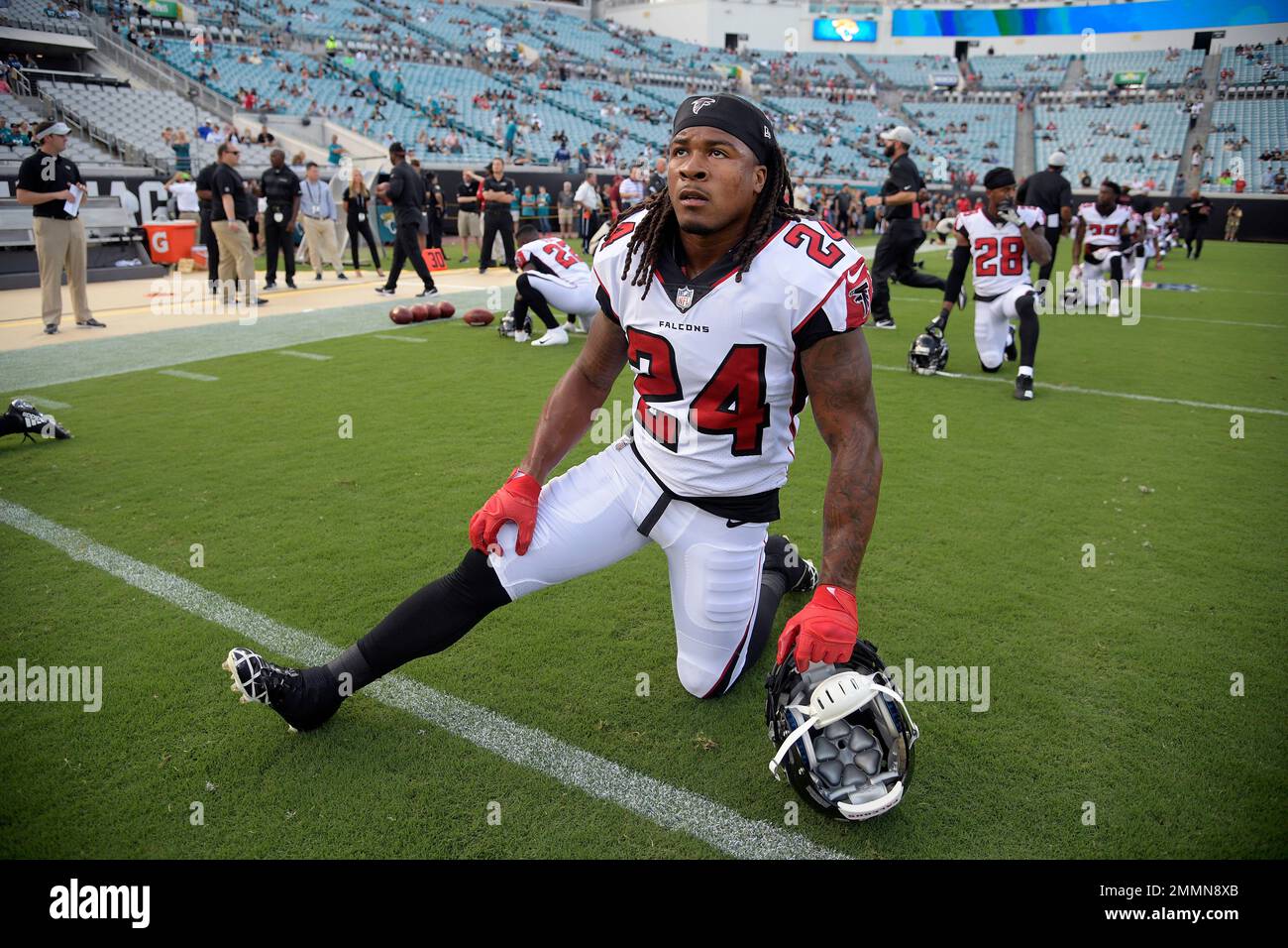FILE In this Aug. 25, 2018, file photo, Atlanta Falcons running back