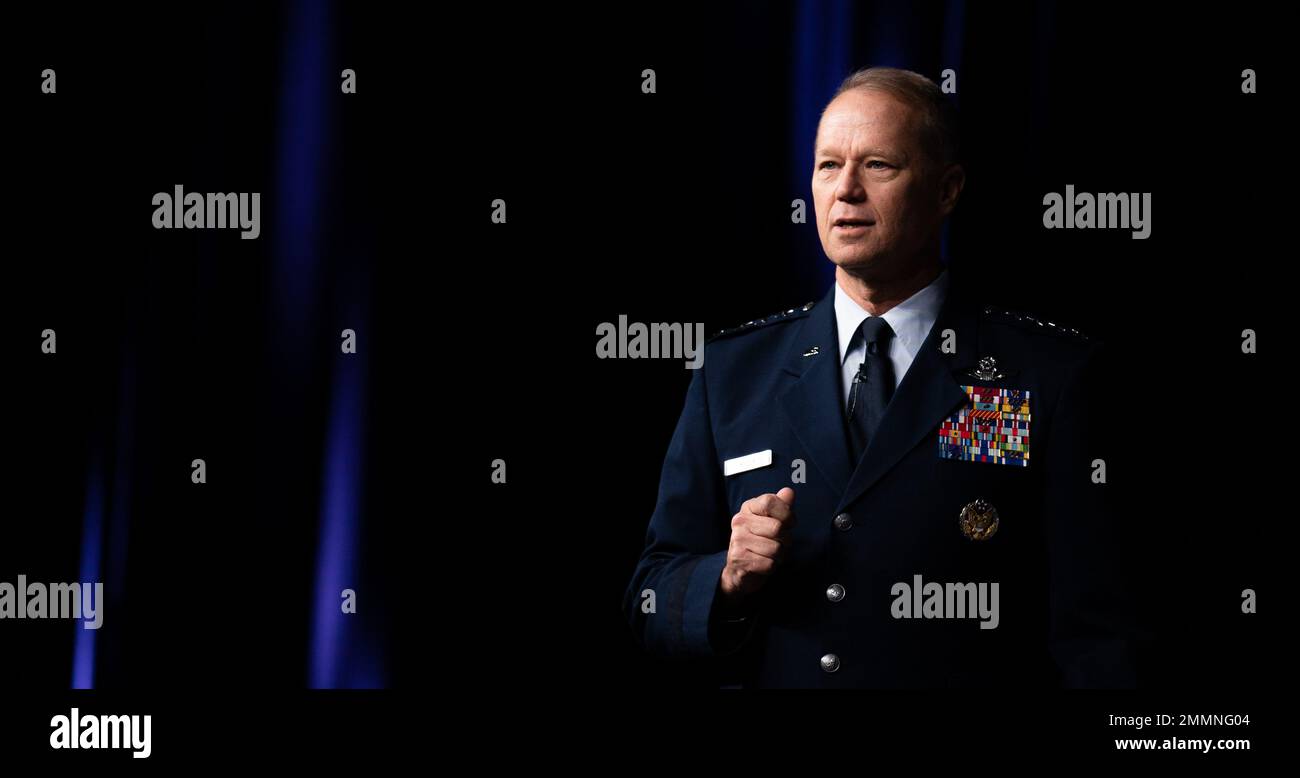 Gen. Mark Kelly, commander, Air Combat Command, speaks at the Air, Space and Cyber Conference, Sept. 21 2022, in Washington D.C. Kelly defined why capacity matters in the face of a growing peer adversarial threat. Stock Photo