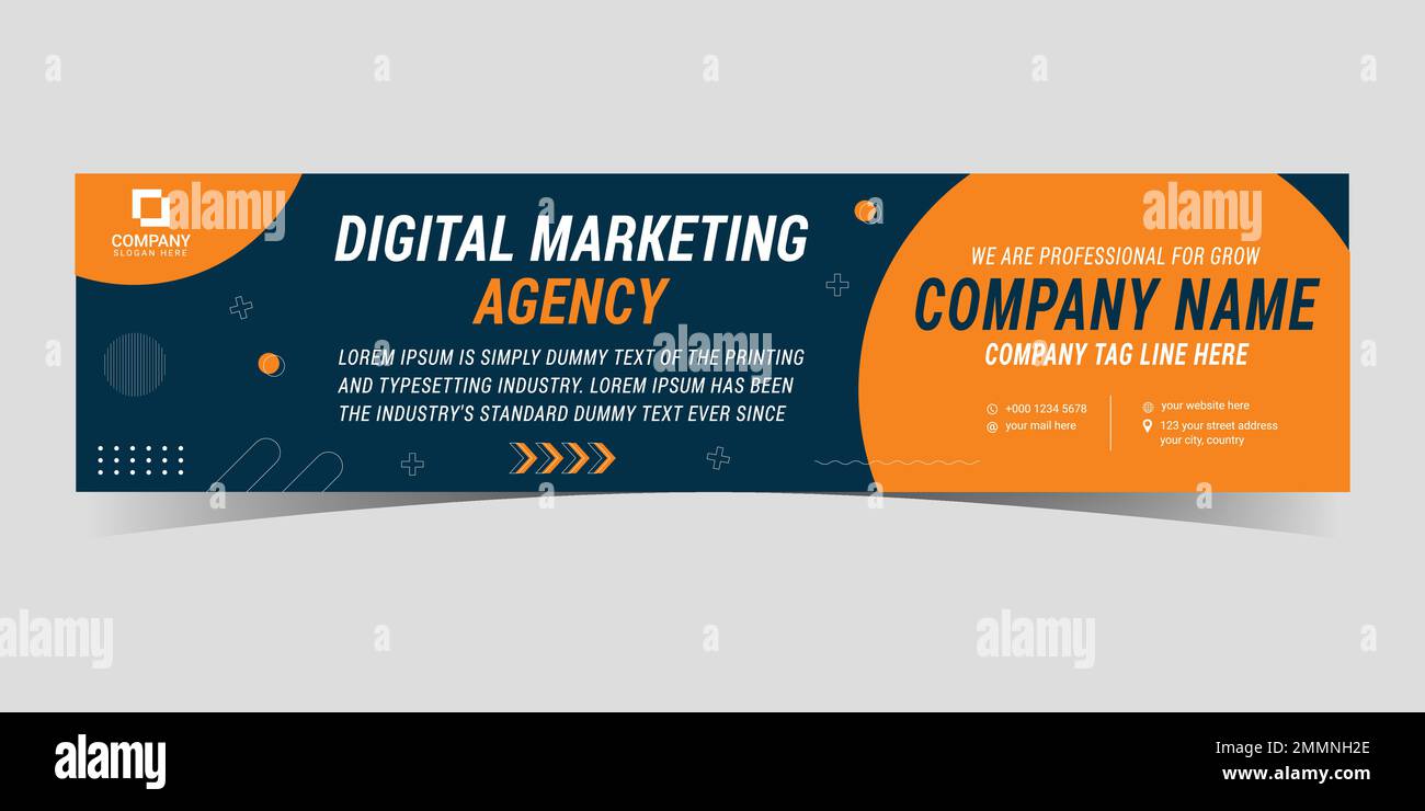 Digital Marketing Social Media Cover Photo Template design. Social Media Cover page Design For Digital Marketing. Social Media Marketing Web Banner Stock Vector