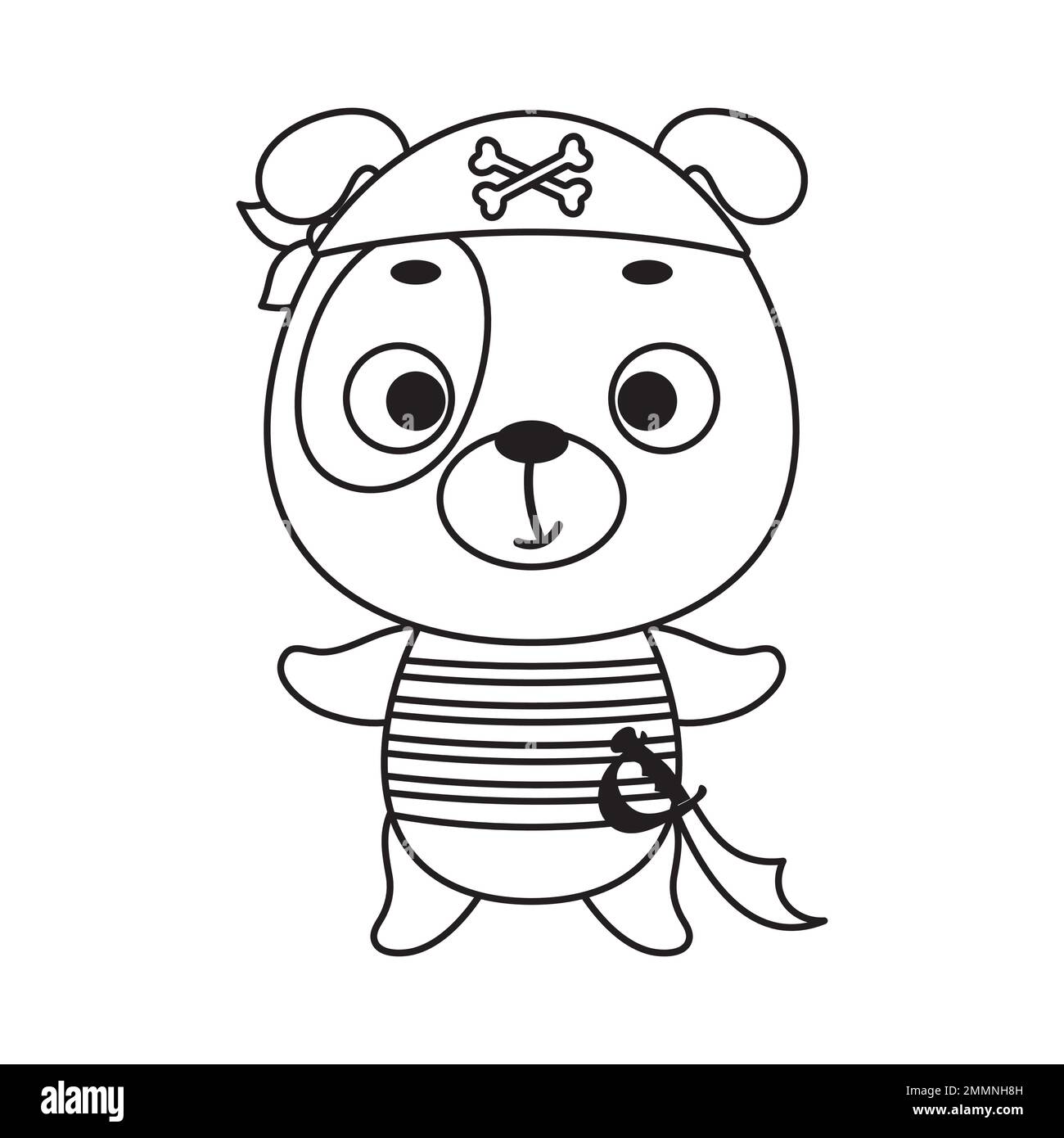 Coloring page cute little pirate dog. Coloring book for kids ...