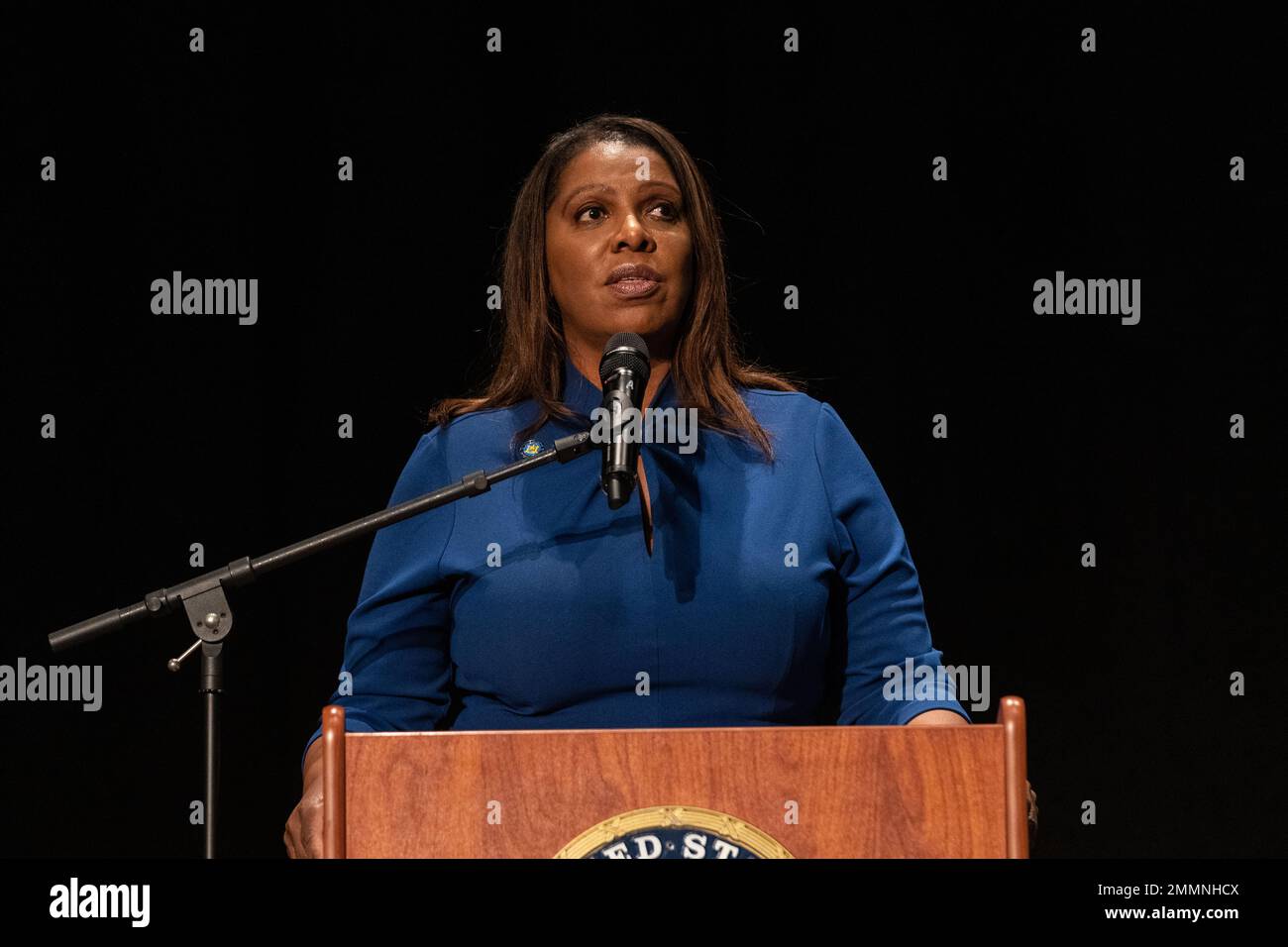 Attorney General Letitia James speaks during House Democratic Leader