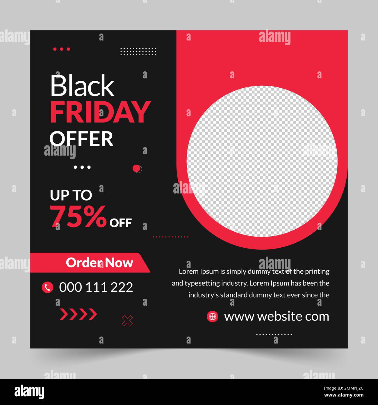 Black friday season sale social media post and web banner template for digital marketing. Trendy editable template for product promotion Stock Vector
