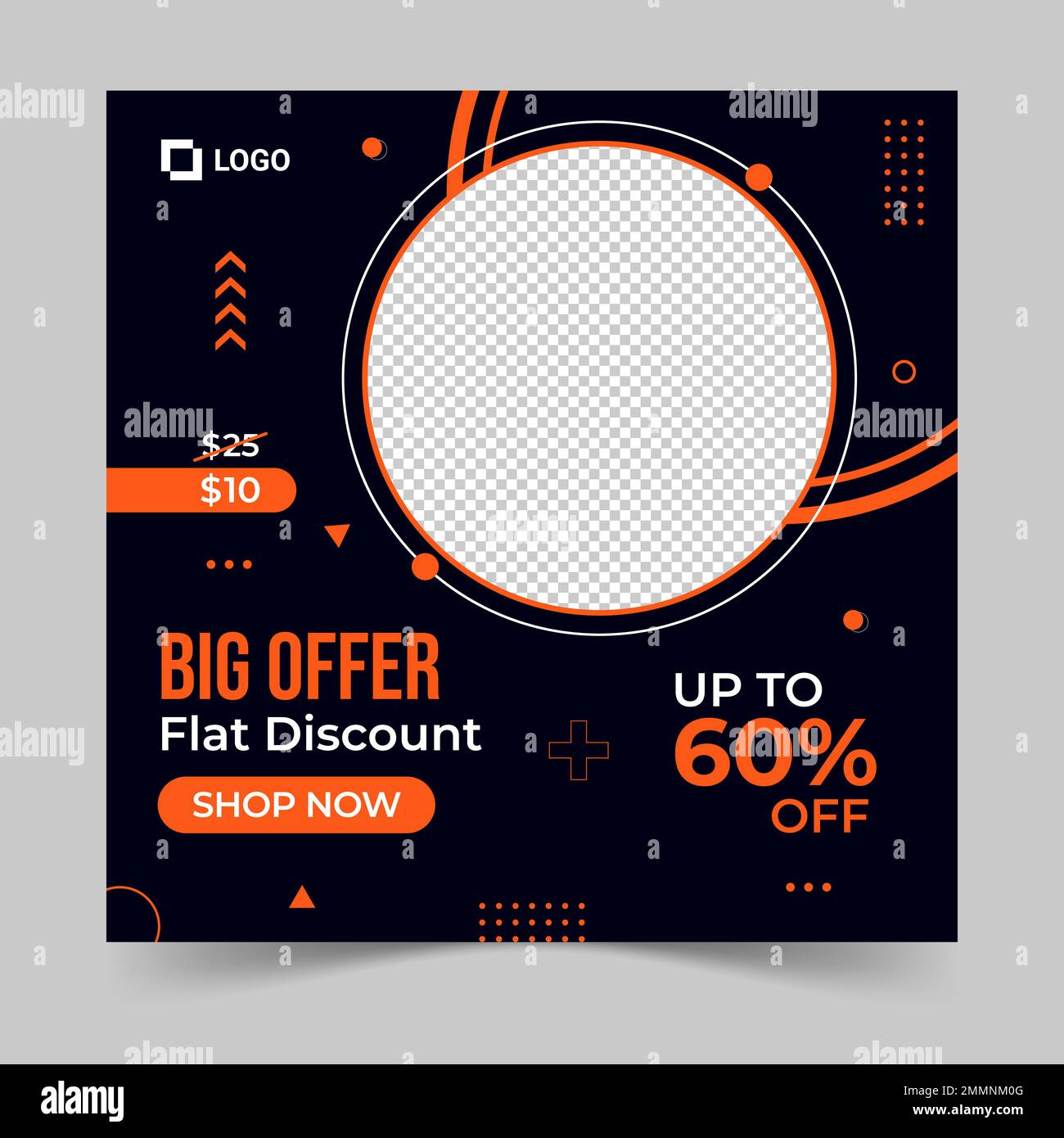Big offer social media post and web banner template for digital marketing. Trendy editable template for product promotion Stock Vector
