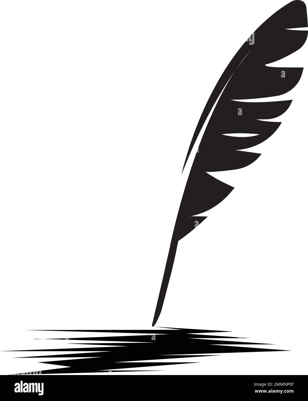 feather quill pen icon,classic stationery illustration. Stock Vector