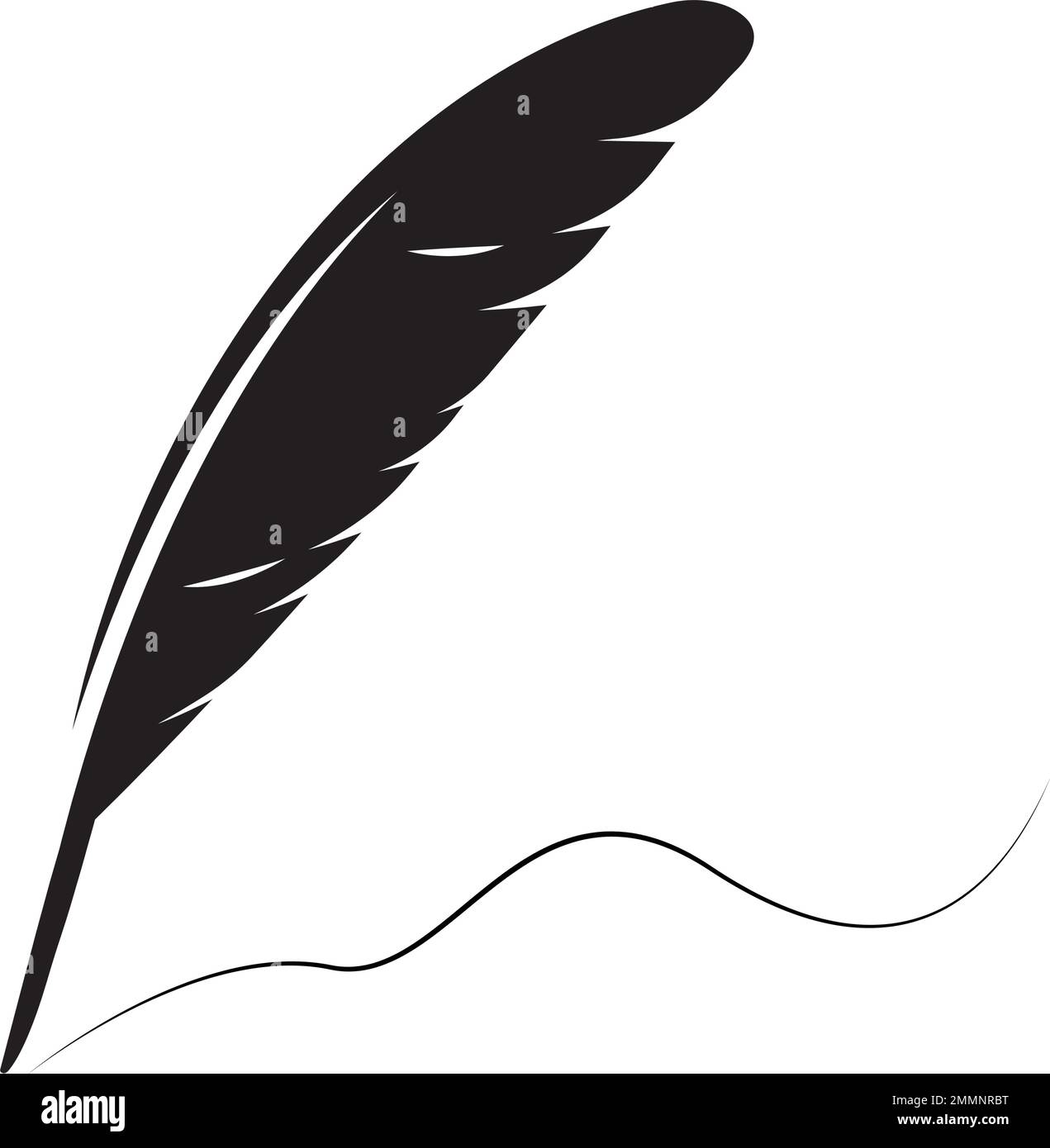 feather quill pen icon,classic stationery illustration. Stock Vector