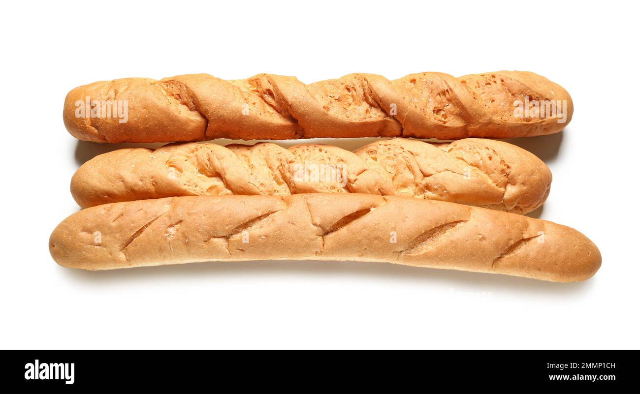 Delicious baguettes isolated on white background Stock Photo - Alamy