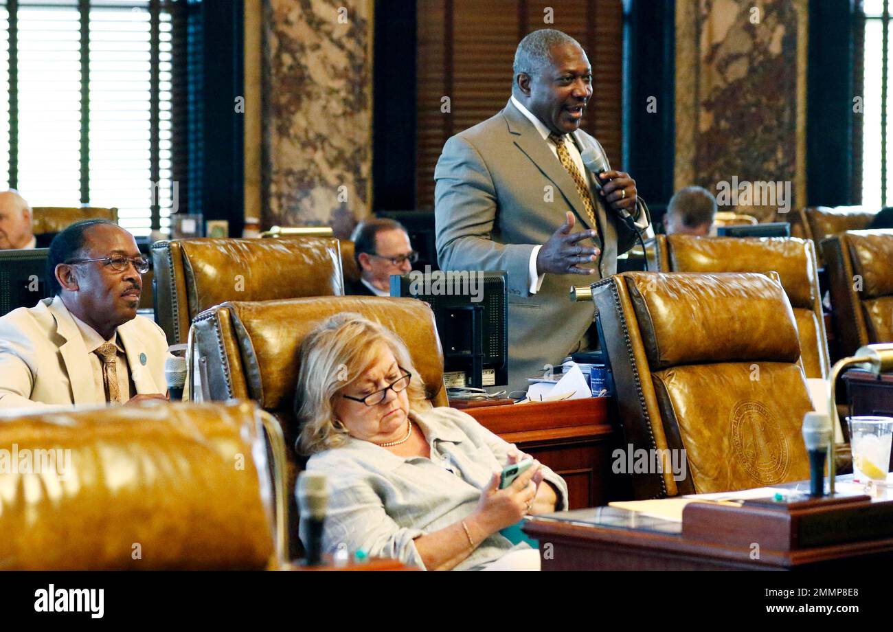 Mississippi state Sen. Willie Simmons, D-Cleveland, warns lawmakers about  the legal dangers of passing legislation that would remove a sitting state  agency head, Tuesday, Feb. 6, 2007, during debate at the Capitol