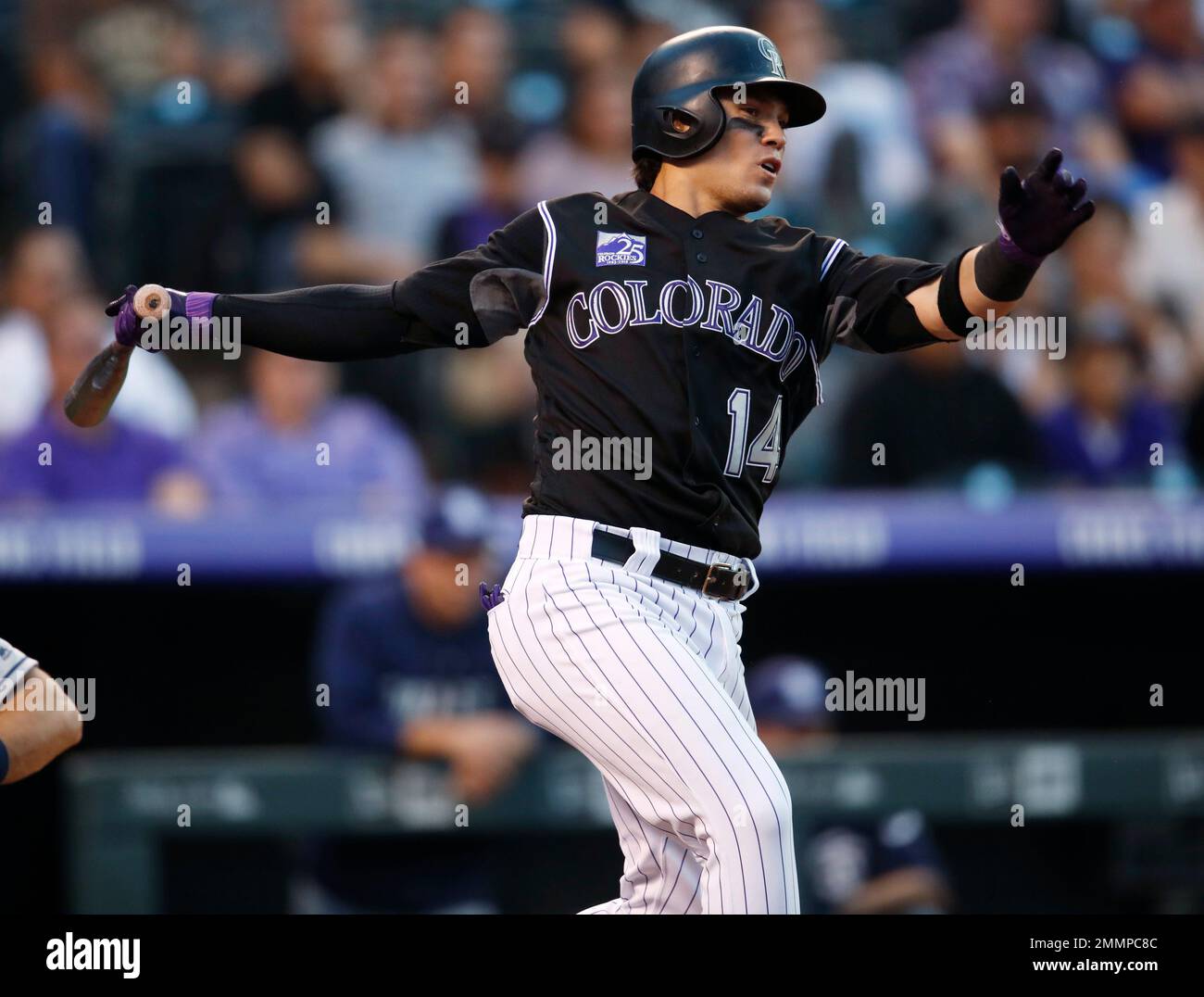 DENVER, CO - AUGUST 02: Colorado Rockies catcher Tony Wolters (14