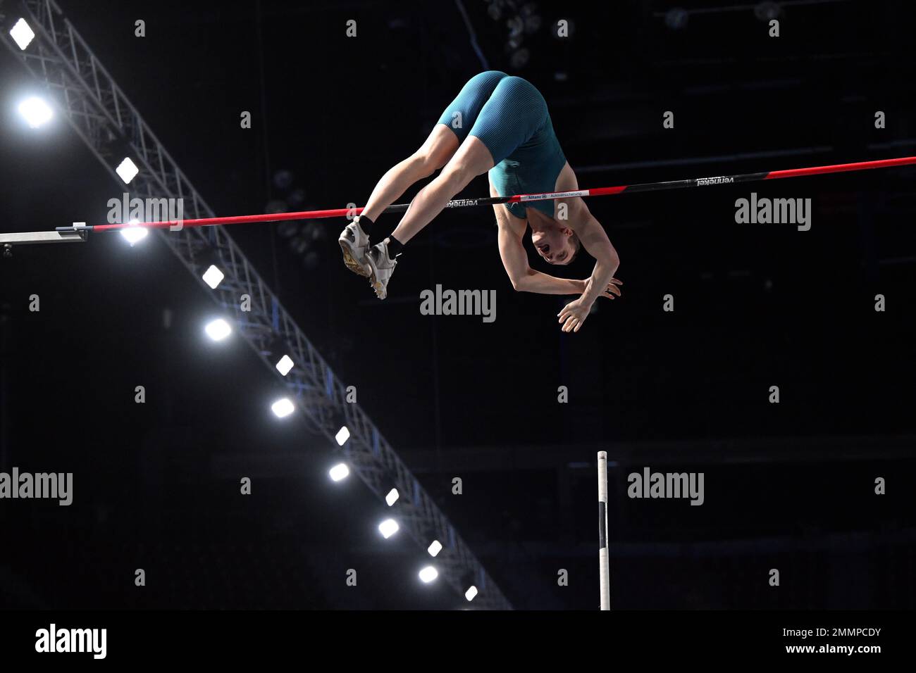 Duesseldorf, Germany. 29th Jan, 2023. Sam Kendricks from the USA jumps