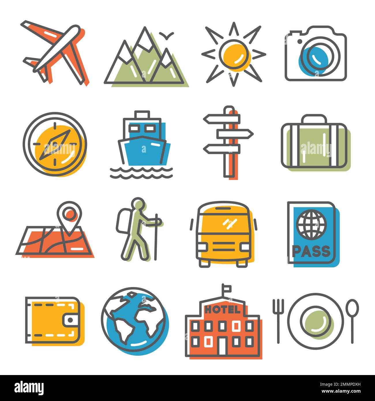 Travel and tourism icons on white background Stock Vector Image & Art ...