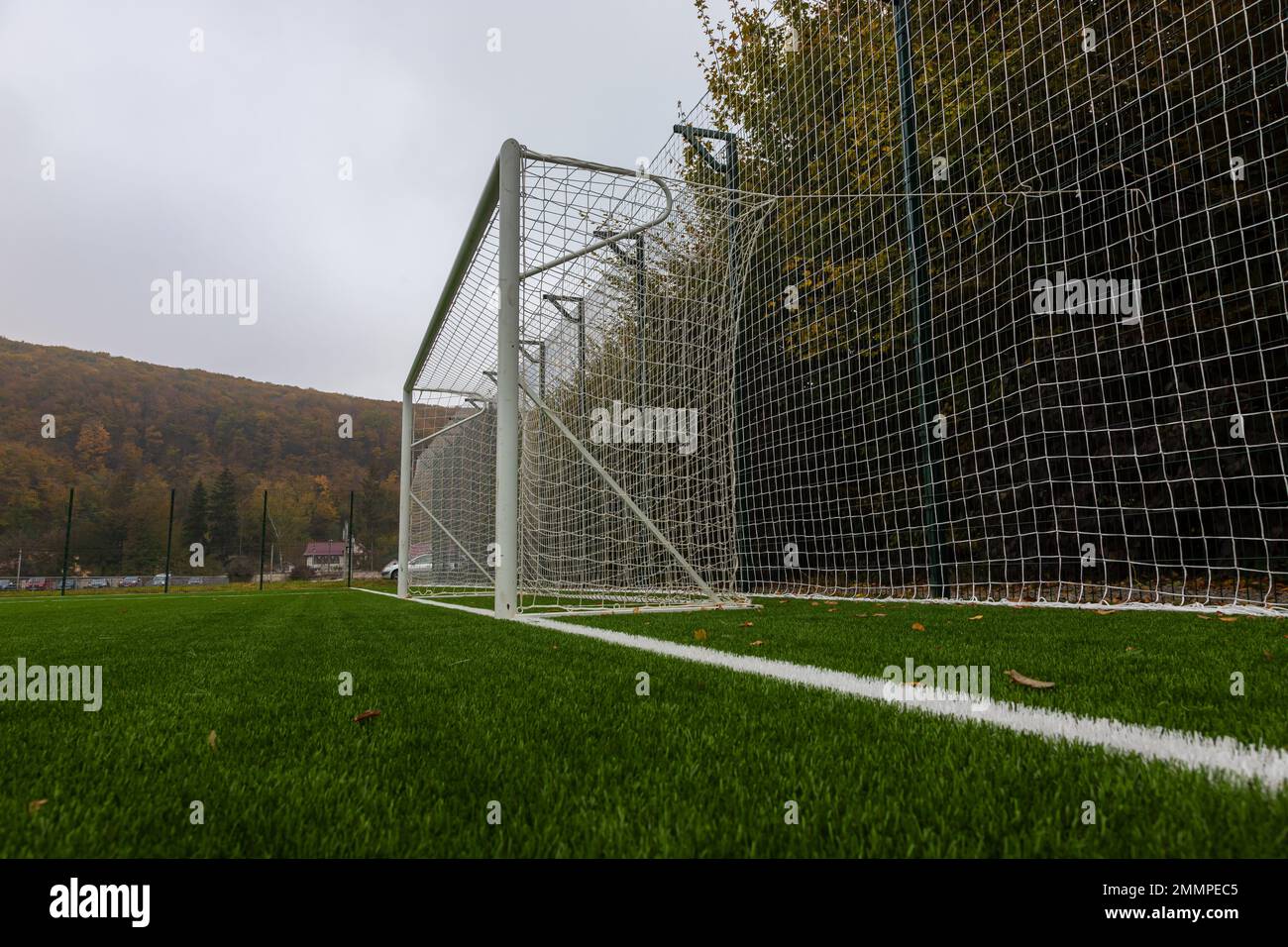 Synthetic grass for football, soccer sport field. Pattern of green