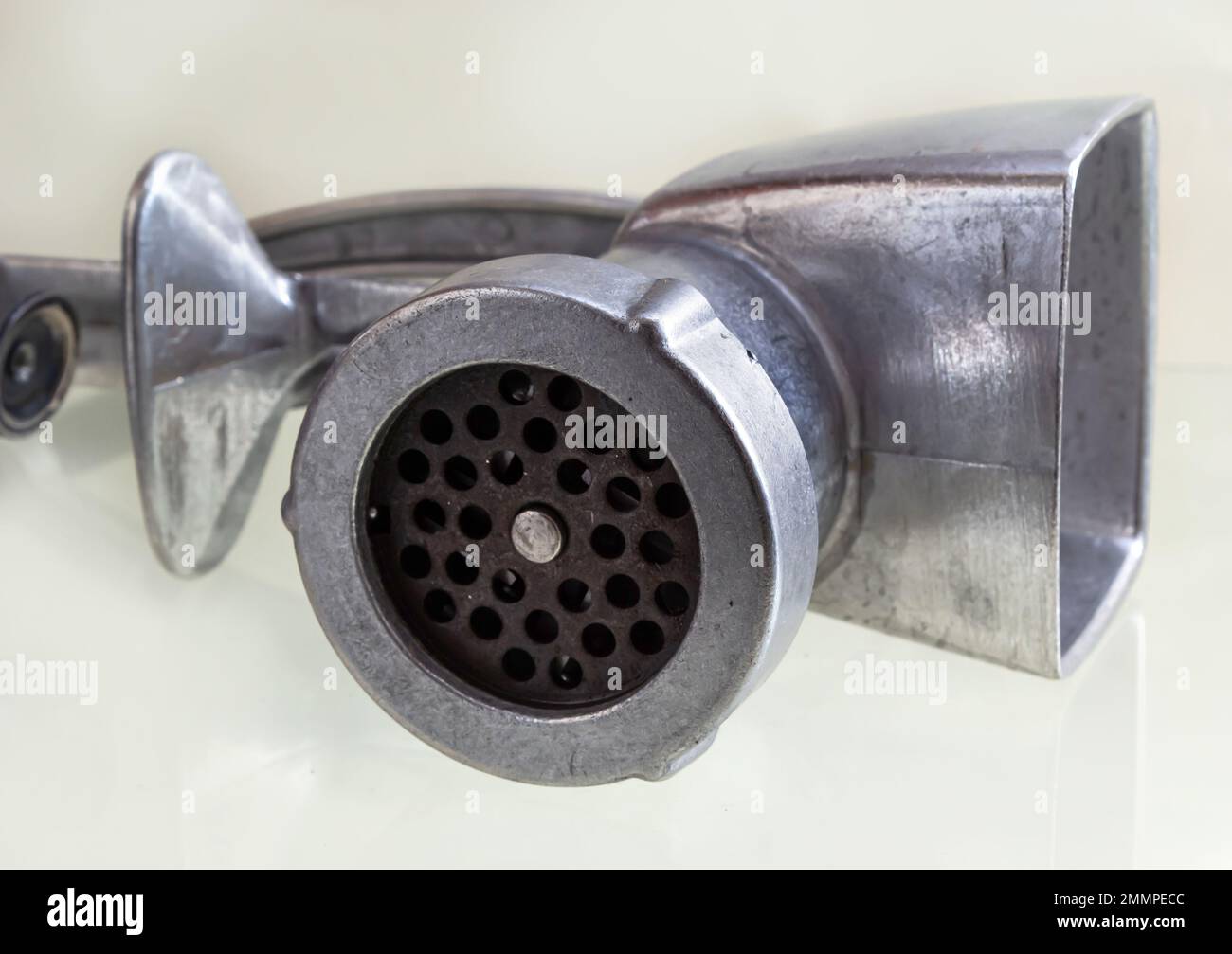 vintage meat grinder. isolated on white with clipping path Stock Photo