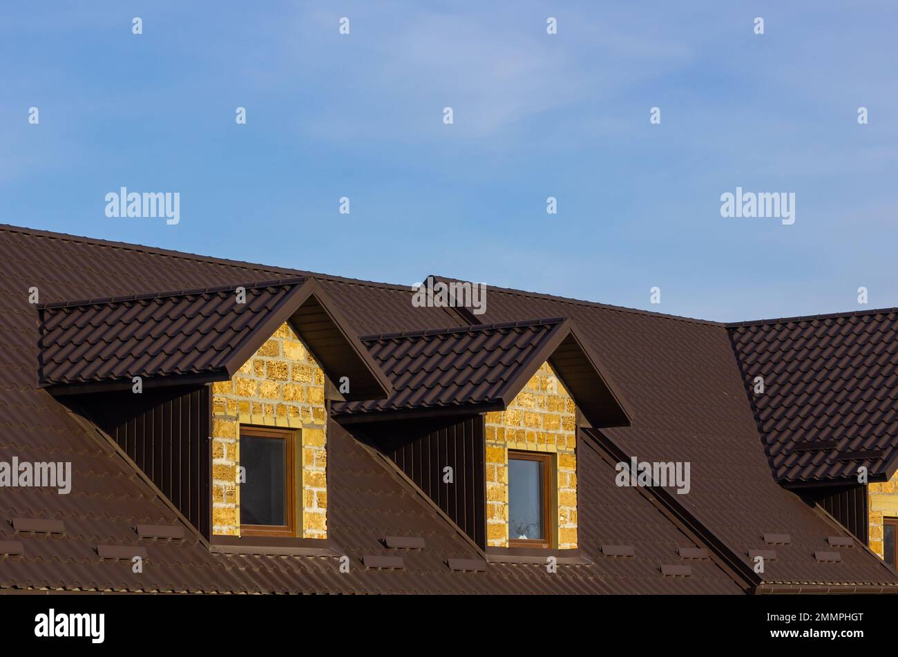 Roof metal sheets. Modern types of roofing materials Stock Photo Alamy