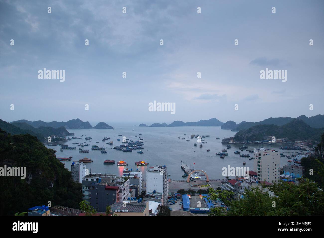 Cat Ba Island and Cat Ba Town - Landscape . Ha Long Bay , Vietnam Stock Photo