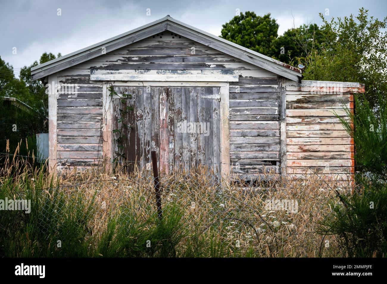 Old shed, Turangi, Lake Taupo, North Island, New Zealand Stock Photo