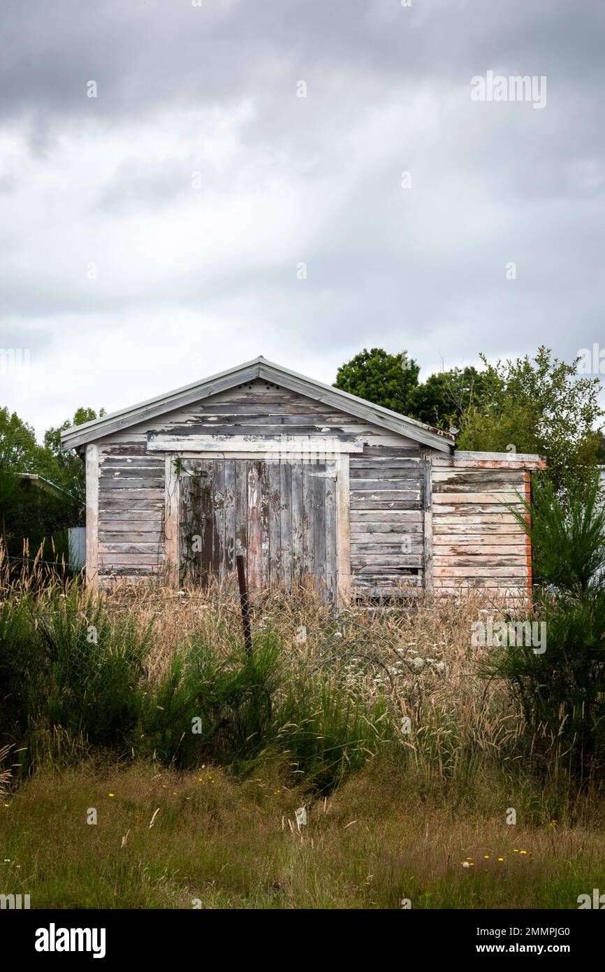 Old shed, Turangi, Lake Taupo, North Island, New Zealand Stock Photo
