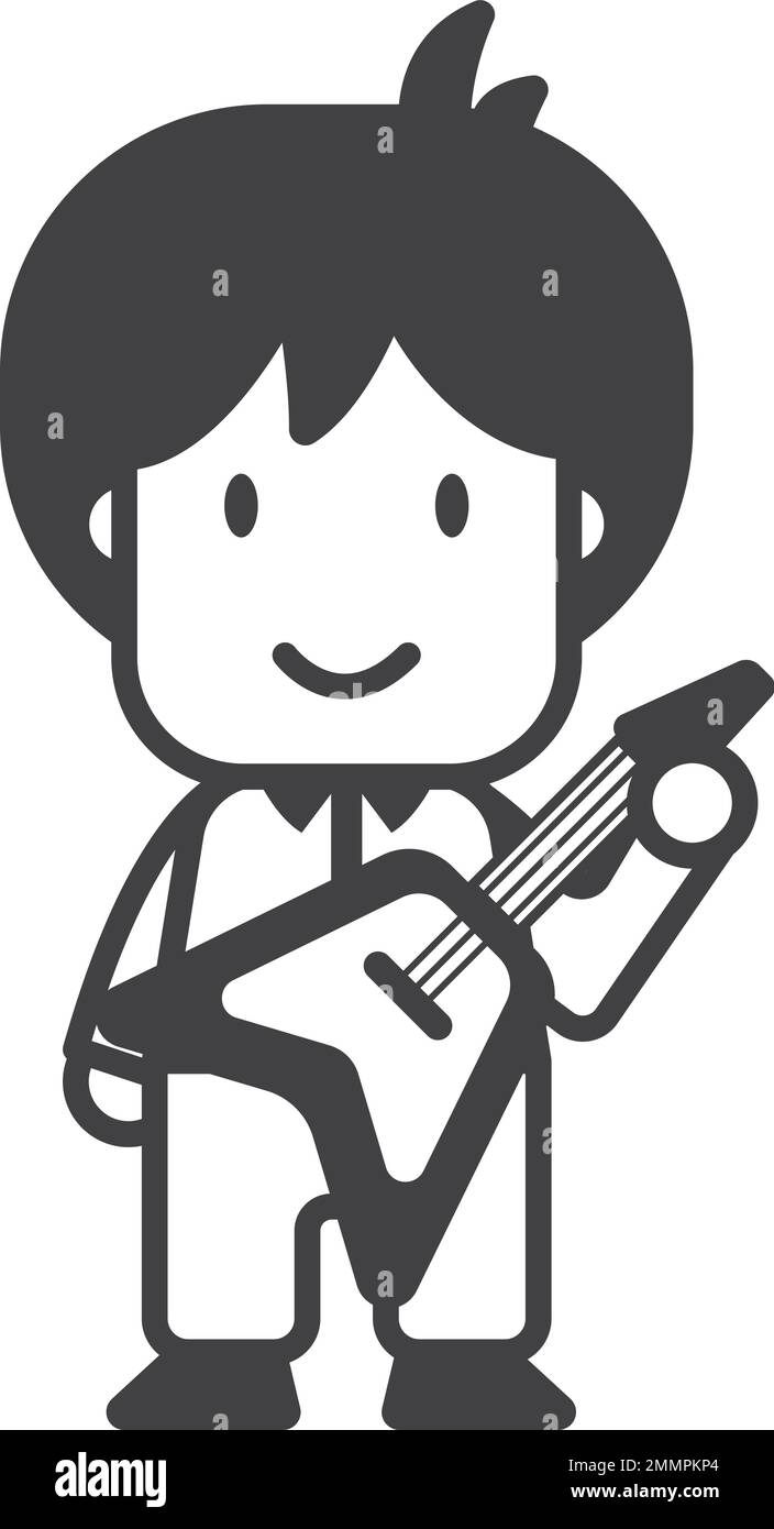 guitar player illustration in minimal style isolated on background Stock Vector