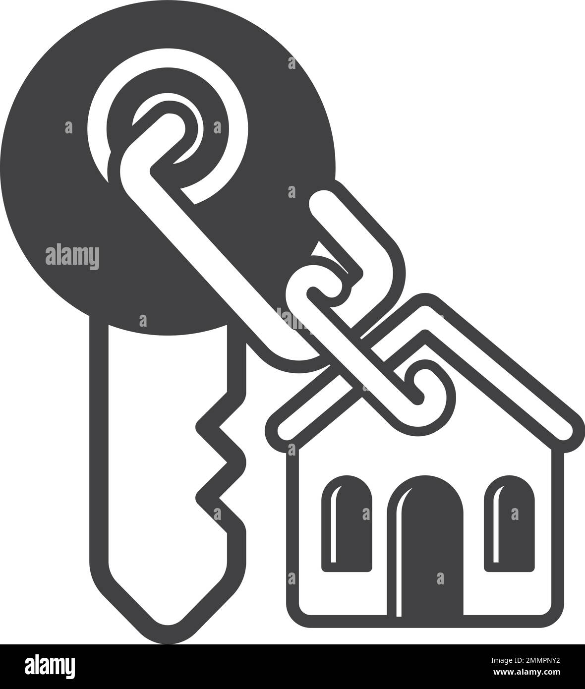 house and keys illustration in minimal style isolated on background Stock Vector