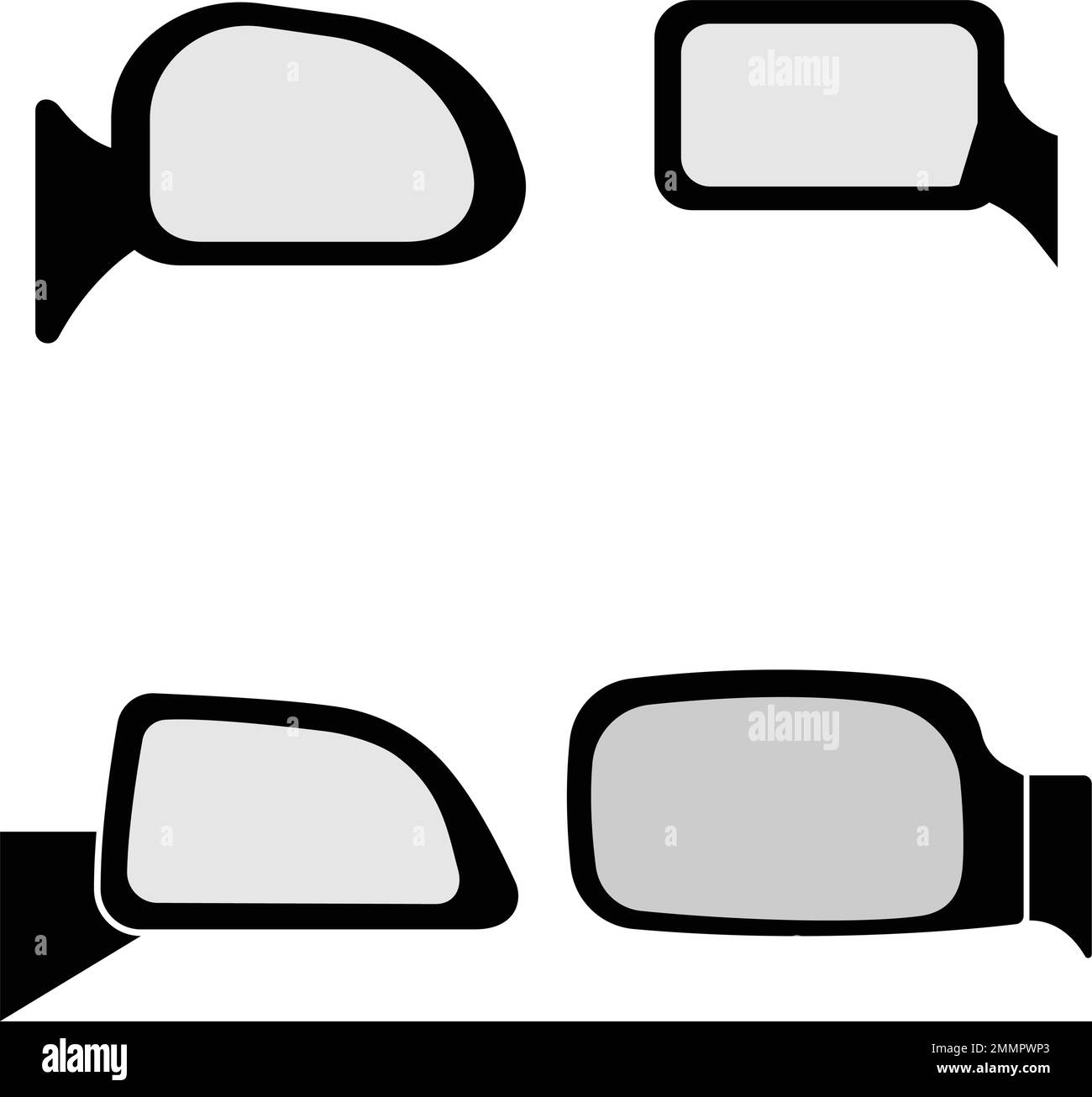 rear view car mirror icon in black frame isolated on white background