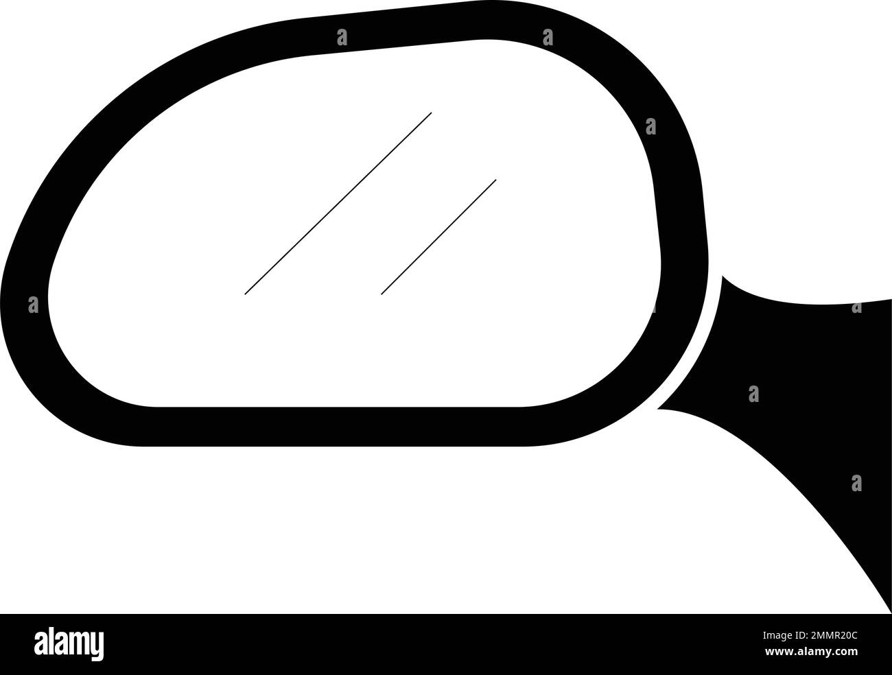 rear view car mirror icon in black frame isolated on white background ...